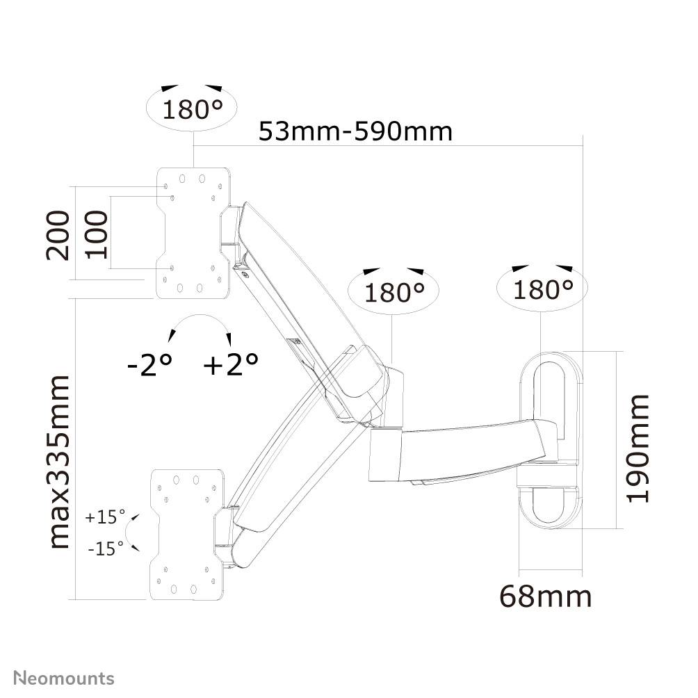 Rca Informatique - image du produit : SUP MURAL ECRAN PLAT MAX40IN MAX20KG PIVOTANT INCLINABLE