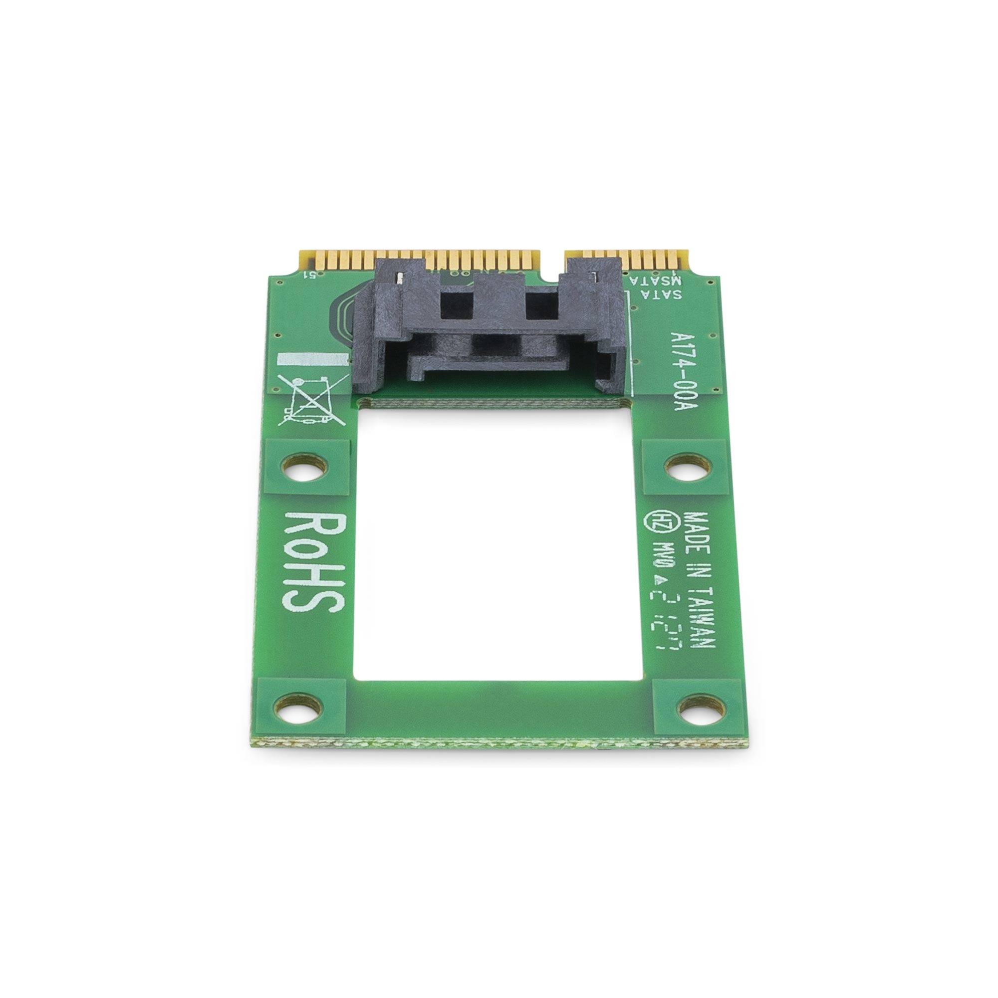 Rca Informatique - image du produit : CARTE ADAPTATEUR MINI SATA VERS DD / SSD SATA 25 OU 35