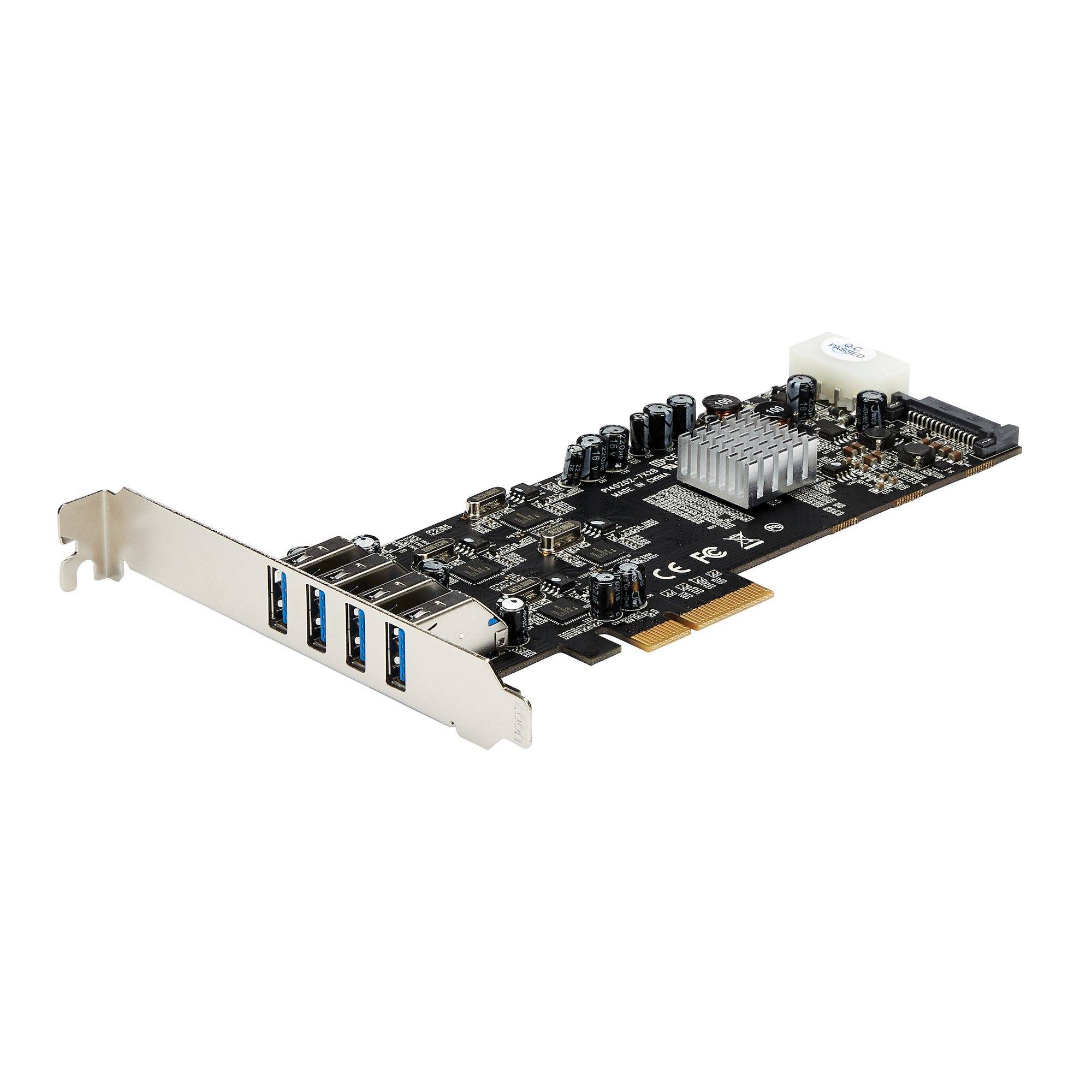 Rca Informatique - image du produit : CARTE CONTROLEUR QUADRUPLE BUS PCIE VERS 4 PORTS USB 3.0 - UASP