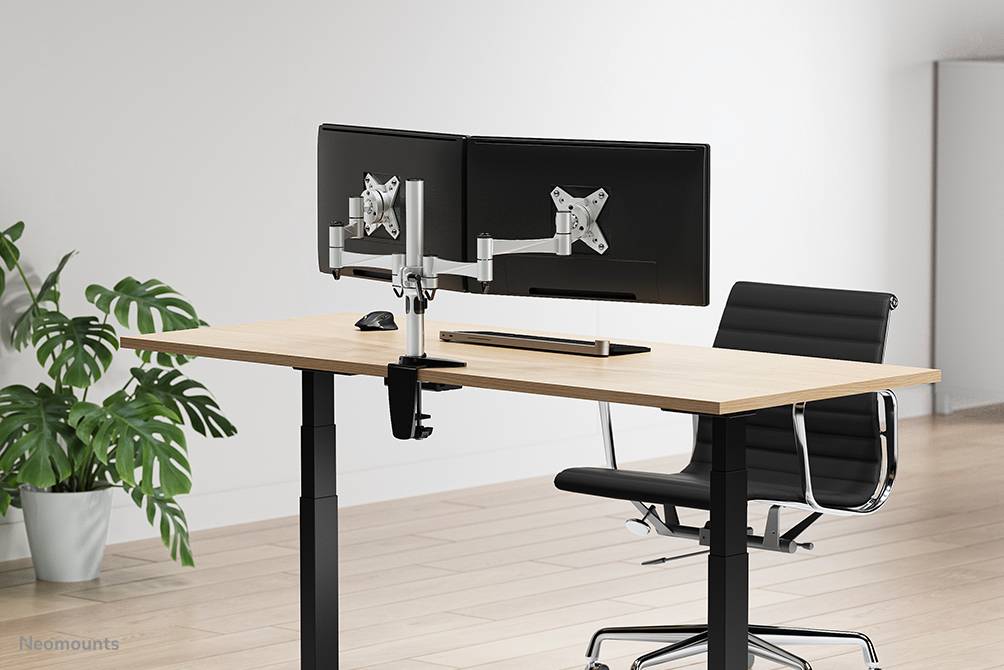 Rca Informatique - image du produit : DESK MOUNT DUAL 10-27IN SILVER CLMP/GRM.MAX18KG.75X75TO100X100M