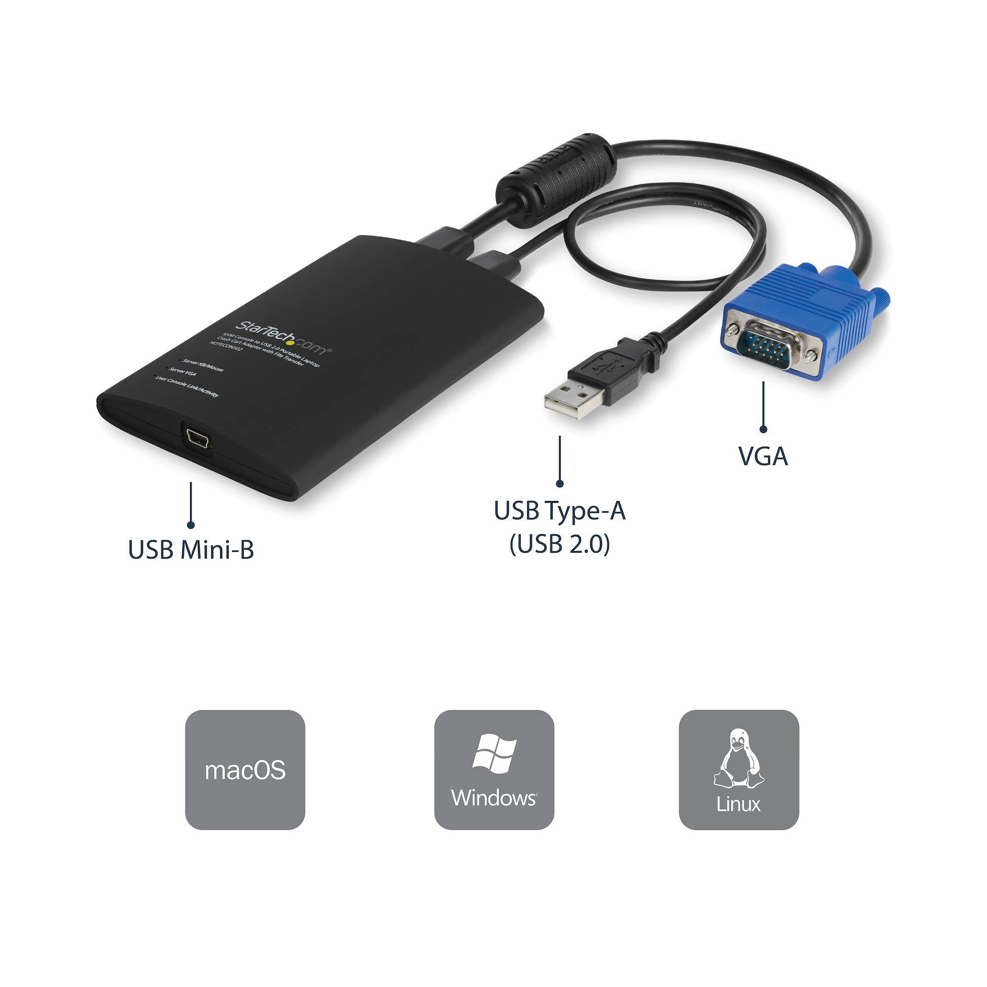 Rca Informatique - image du produit : PORTABLE KVM CONSOLE - VGA USB CRASH CART ADAPTER