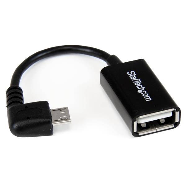 Rca Informatique - image du produit : RIGHT ANGLE MICRO USB MALE TO USB FEMALE OTG HOST CABLE - 5IN