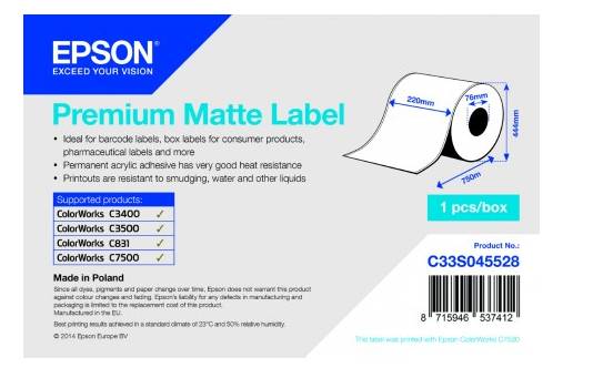 Rca Informatique - Image du produit : PREMIUM MATTE LABEL COIL: 220MM X 750M