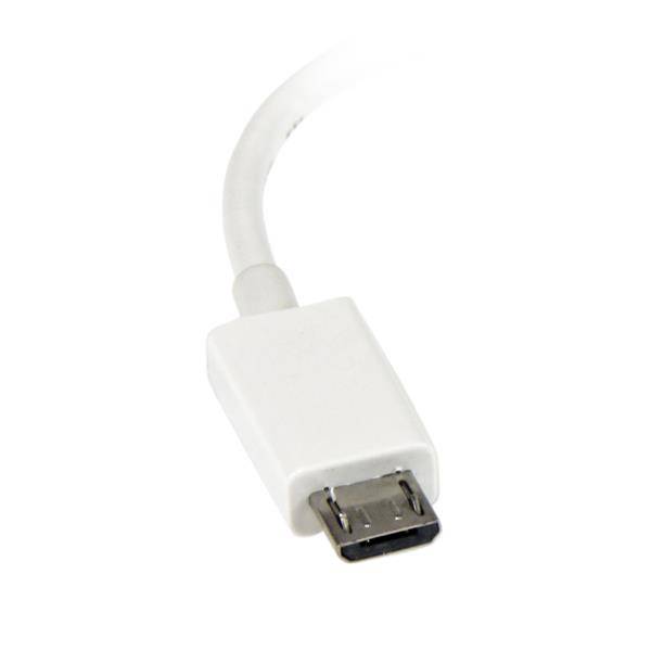 Rca Informatique - image du produit : WHITE MICRO USB MALE TO USB FEMALE OTG HOST CABLE - 5IN