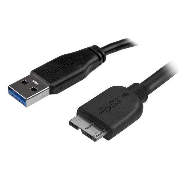 Rca Informatique - image du produit : 2M SLIM USB 3.0 MICRO B CABLE USB 3.0 A TO MICRO B M/M - THIN