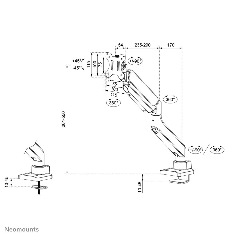 Rca Informatique - image du produit : NEOMOUNTS BY NEWSTAR DESK MOUNT 1 ULTRA WIDE CURVED SCREEN (TOPF