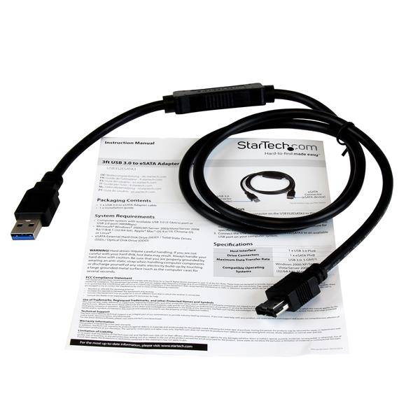 Rca Informatique - image du produit : CABLE ADAPTATEUR USB 3 A ESATA 91CM HDD/SSD/ODD - SATA 6GB/S