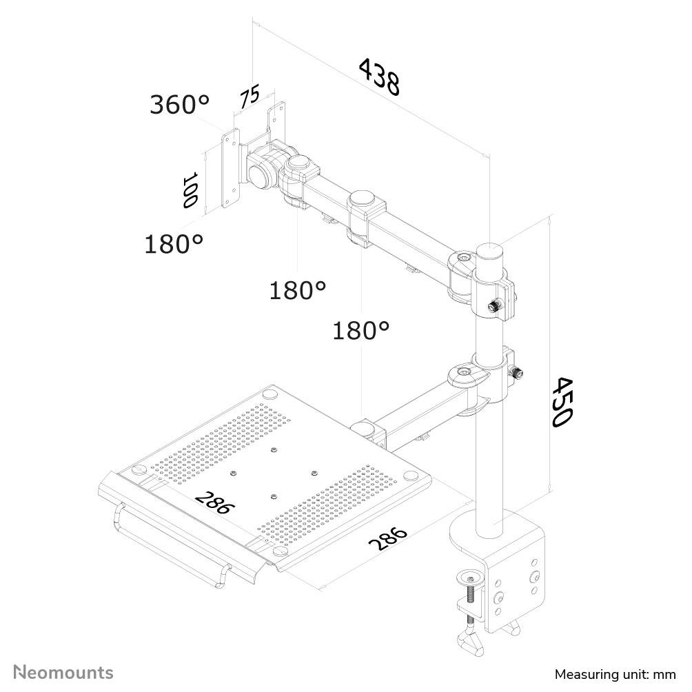 Rca Informatique - image du produit : SCREEN 10-27IN  LAPTOP DESK MO CLMP.BK.MAX10KG.VESA75X75TO100X1