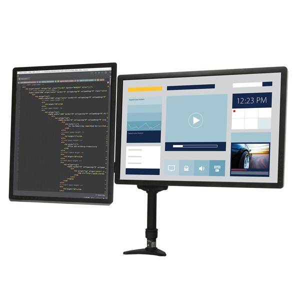 Rca Informatique - image du produit : BRAS ARTICUL POUR 2 MONITEURS SUPPORT DE BUREAU DOUBLE CRAN