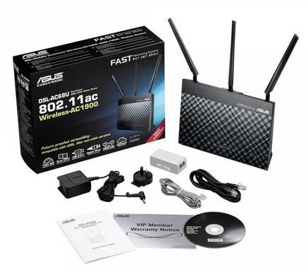 Rca Informatique - image du produit : DSL-AC68U AC1900 VDSL DUALBAND WLAN DSL ROUTER 802.11N