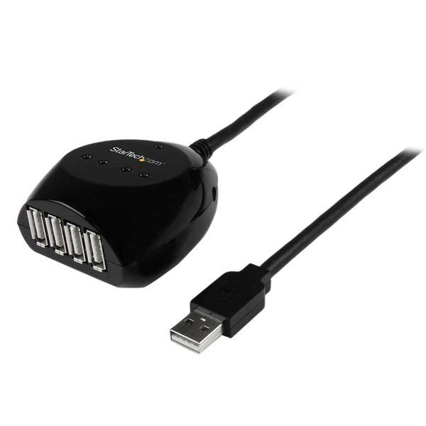 Rca Informatique - Image du produit : CABLE USB 2.0 ACTIF DE 15 M AVEC HUB USB  4 PORTS - NOIR