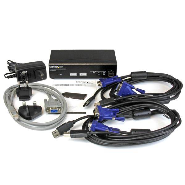 Rca Informatique - image du produit : SWITCH KVM USB / VGA 2 PORTS COMMUTATION RAPIDE DDM ET CABLES