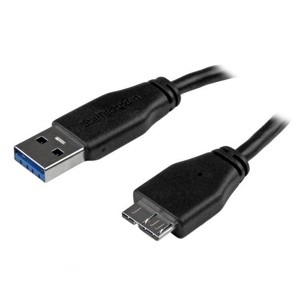 Rca Informatique - Image du produit : CABLE SUPERSPEED USB 3.0 MINCE A VERS MICRO B 15 CM - M/M - NOI