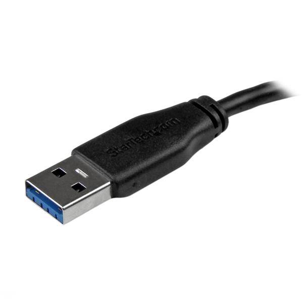 Rca Informatique - image du produit : CABLE SUPERSPEED USB 3.0 MINCE A VERS MICRO B 15 CM - M/M - NOI