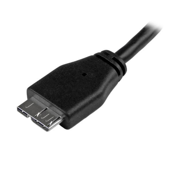 Rca Informatique - image du produit : CABLE SUPERSPEED USB 3.0 MINCE A VERS MICRO B 15 CM - M/M - NOI