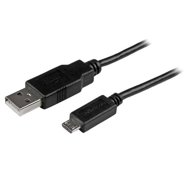Rca Informatique - Image du produit : CABLE CHARGE / SYNCHRONISATION USB A A MICRO B MINCE 15CM NOIR