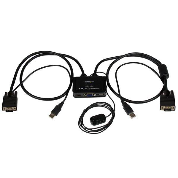 Rca Informatique - image du produit : COMMUTATEUR / SWITCH KVM USB VGA A 2 PORTS AVEC CABLES KVM