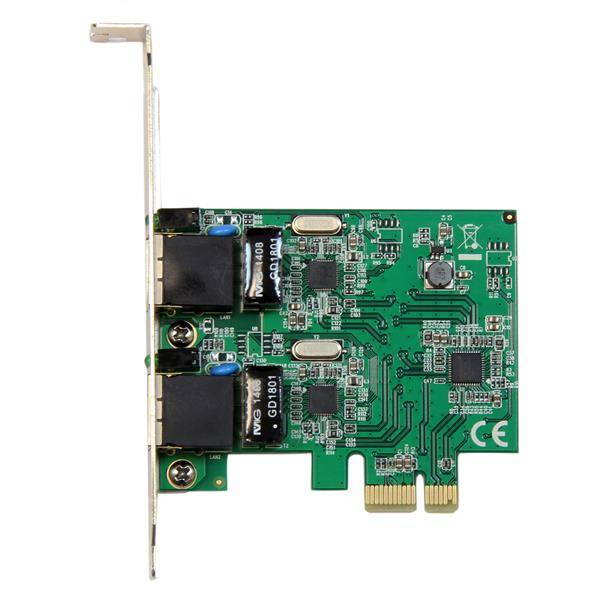 Rca Informatique - image du produit : CARTE RESEAU / ADAPTATEUR PCIE 2 PORTS GIGABIT ETHERNET RJ45