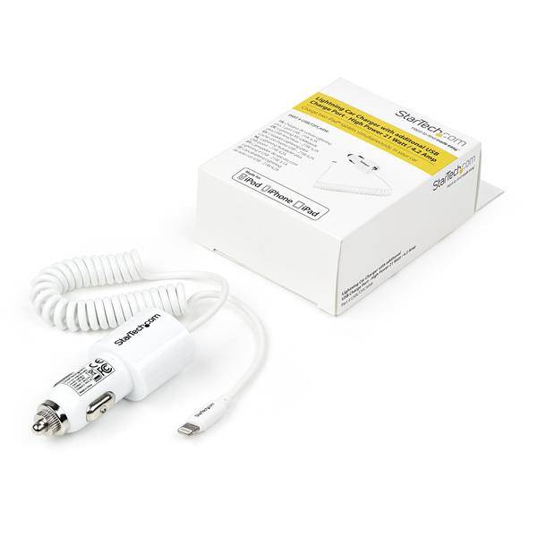 Rca Informatique - image du produit : CHARGEUR ADAPTATEUR / ALLUME CIGARE 2 PORTS - LIGHTNING / USB