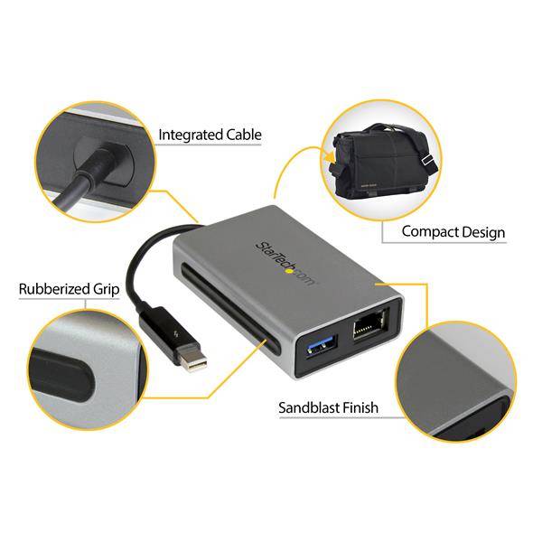 Rca Informatique - image du produit : ADAPTATEUR THUNDERBOLT VERS GIGABIT ETHERNET PLUS USB 3.0
