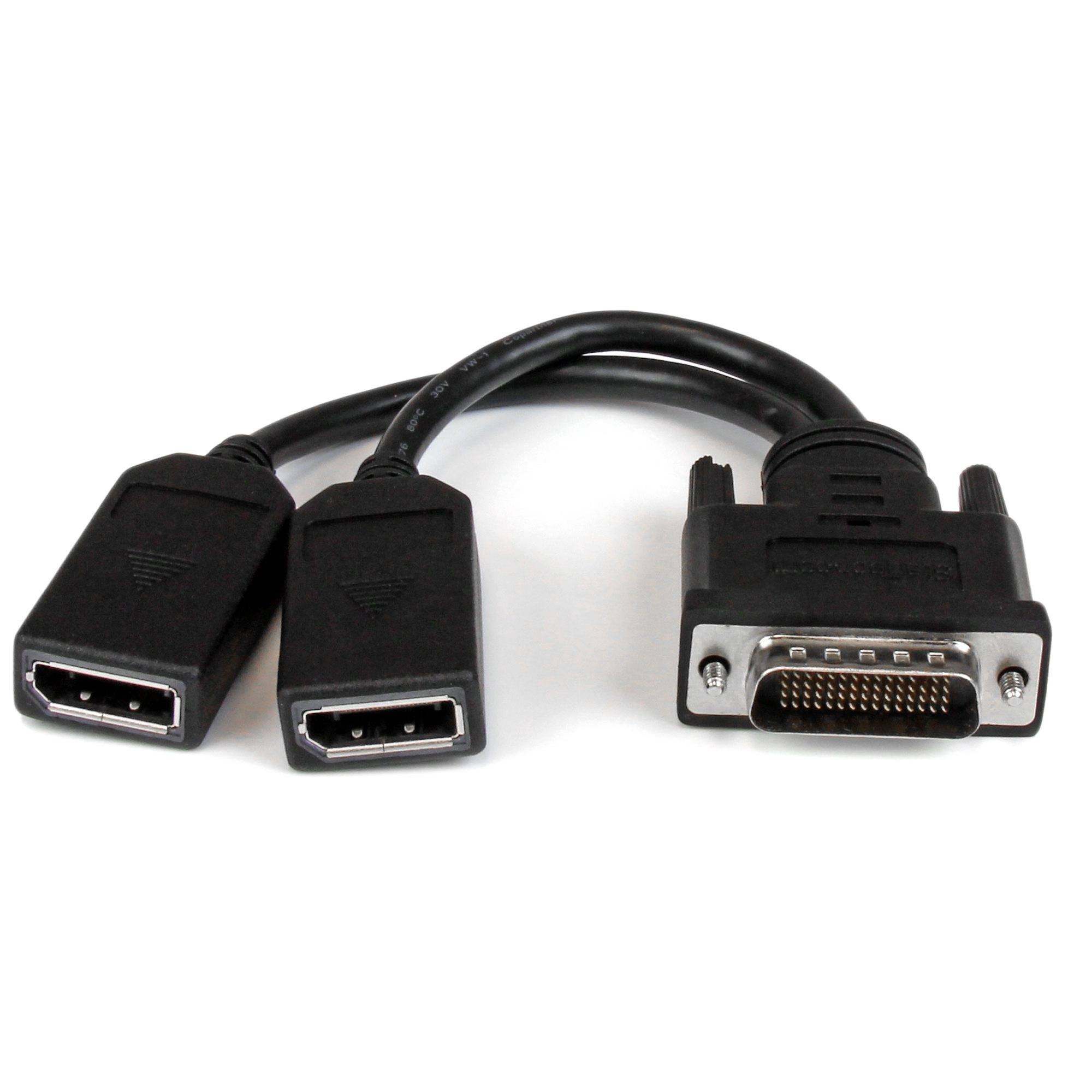 Rca Informatique - image du produit : CABLE ADAPTATEUR DMS 59 (LFH) VERS 2X DISPLAYPORT - 20CM