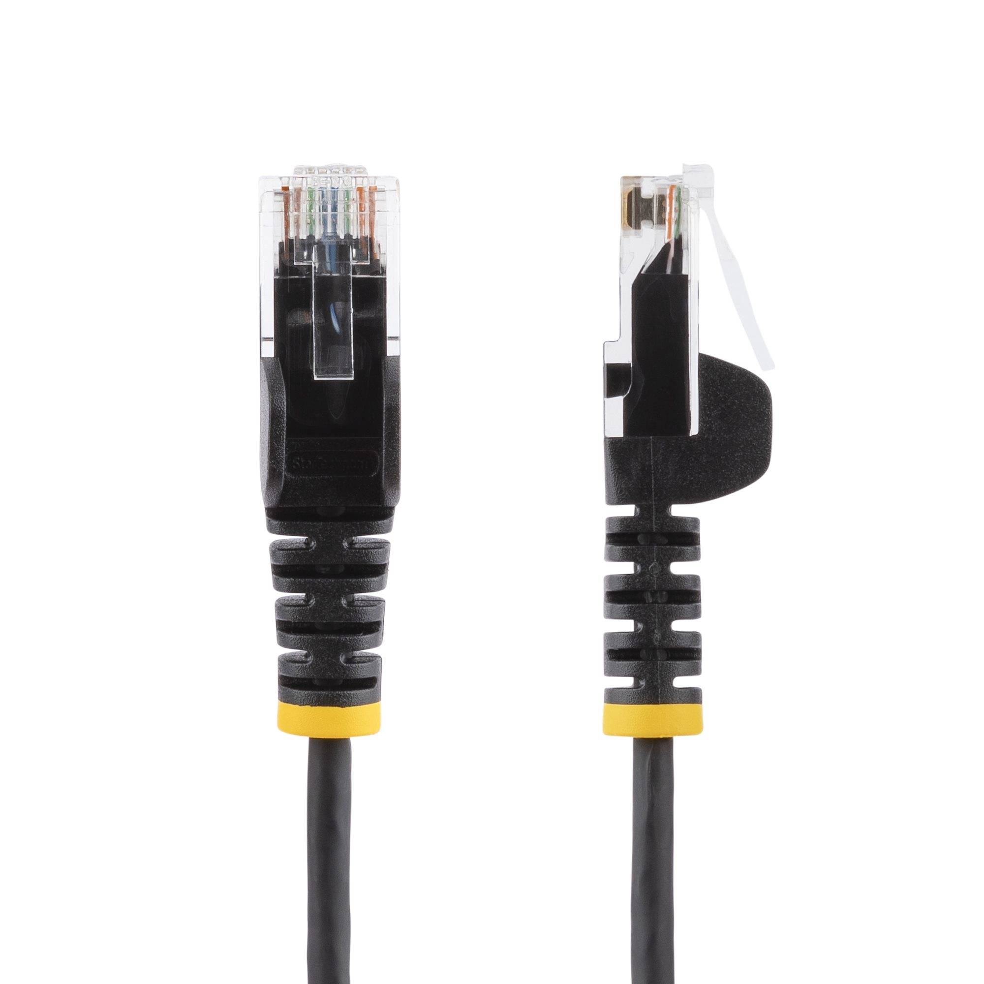 Rca Informatique - image du produit : 2M SLIM CAT6 CABLE - BLACK SNAGLESS - 28 AWG COPPER WIRE