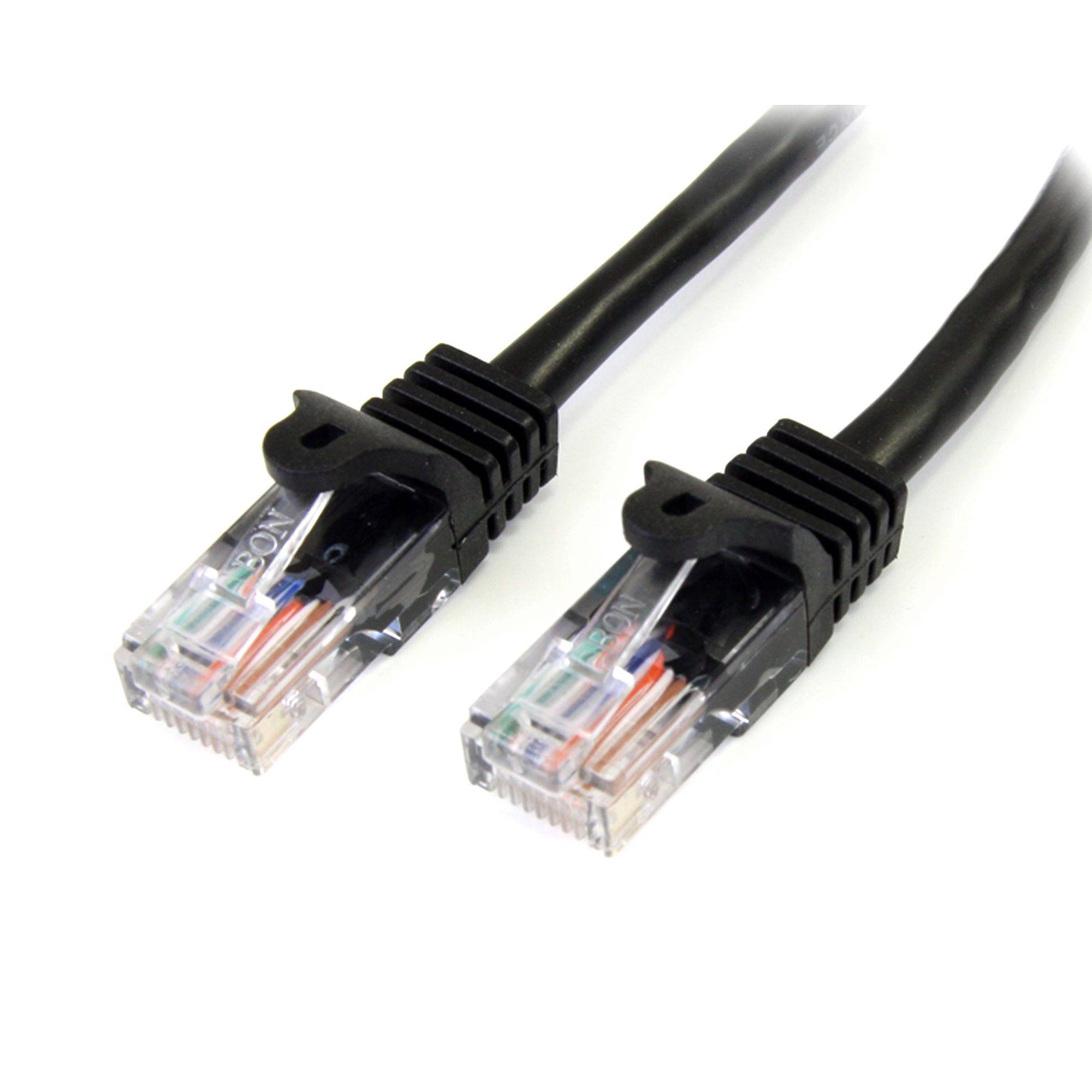 Rca Informatique - Image du produit : CABLE RESEAU CAT5E UTP SANS CROCHET DE 2M - M/M - NOIR