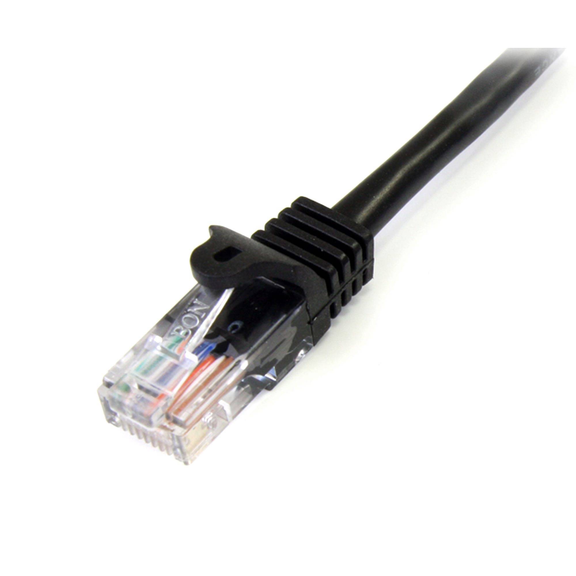 Rca Informatique - image du produit : CABLE RESEAU CAT5E UTP SANS CROCHET DE 2M - M/M - NOIR