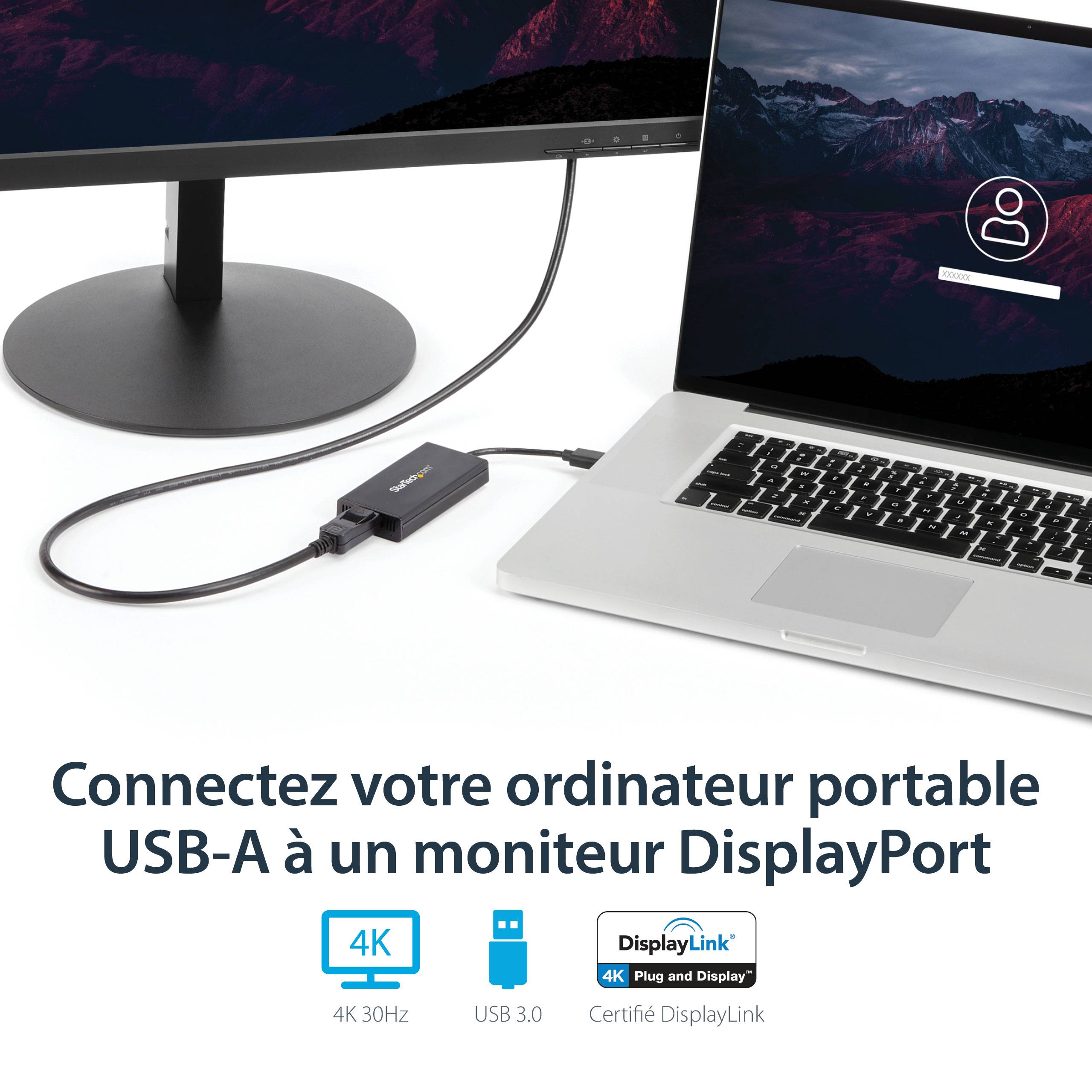 Rca Informatique - image du produit : ADAPTATEUR VIDEO USB 3.0 VERS DISPLAYPORT ULTRA HD 4K - M/F