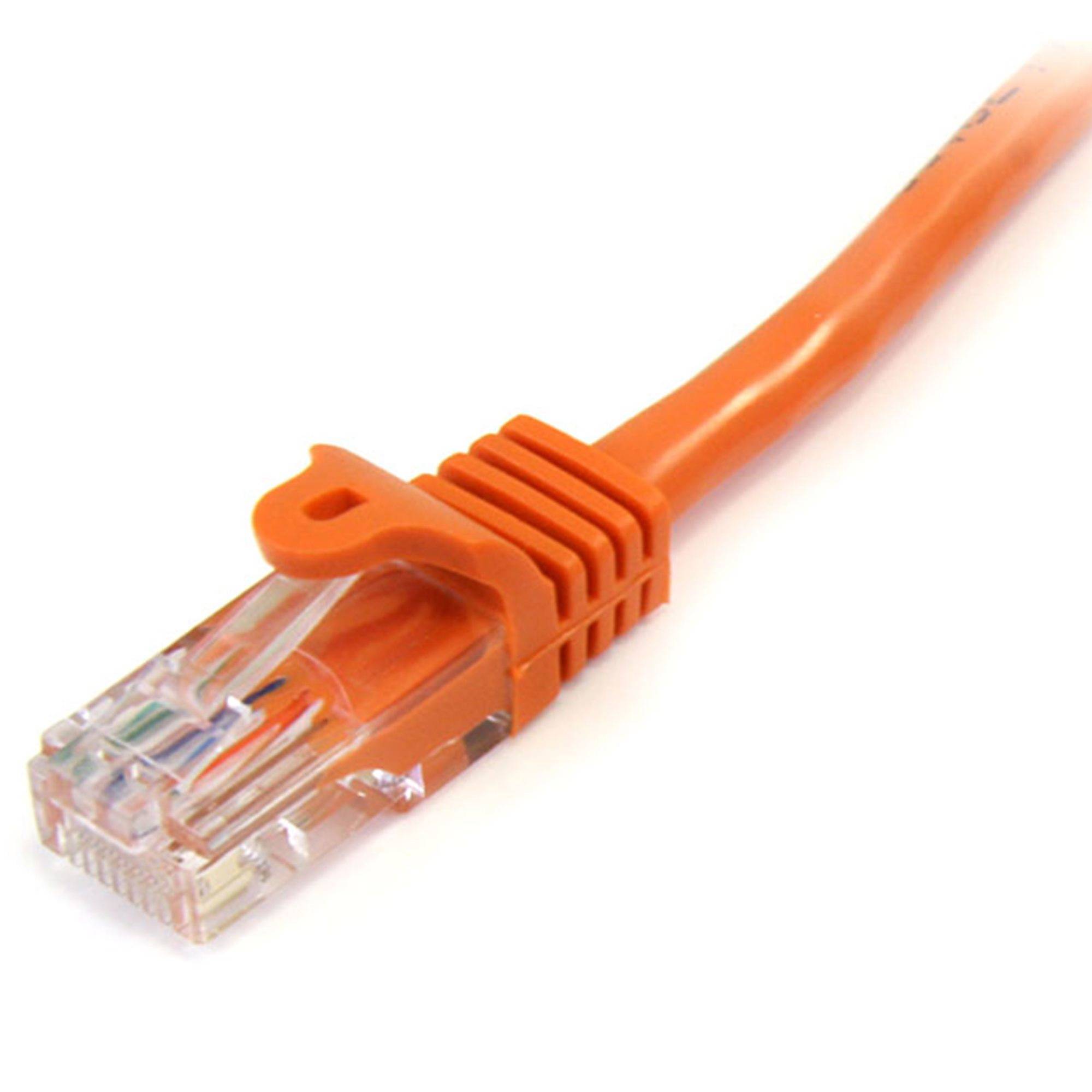 Rca Informatique - image du produit : CABLE RESEAU CAT5E UTP SANS CROCHET DE 2M - M/M - ORANGE