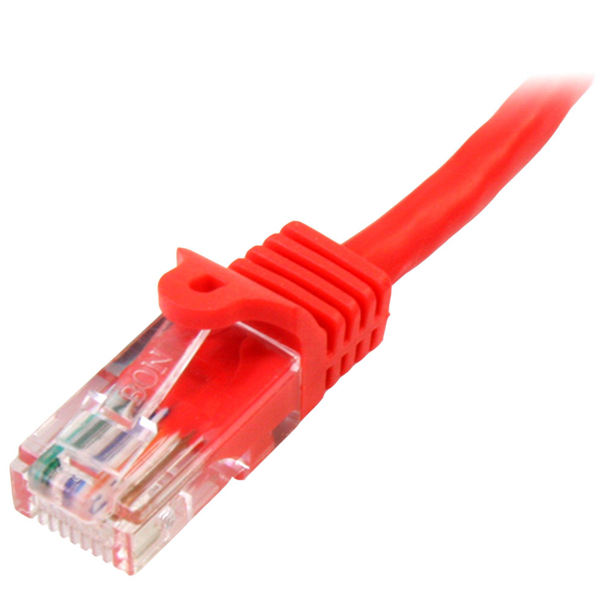 Rca Informatique - image du produit : CABLE RESEAU CAT5E UTP SANS CROCHET DE 2M - M/M - ROUGE