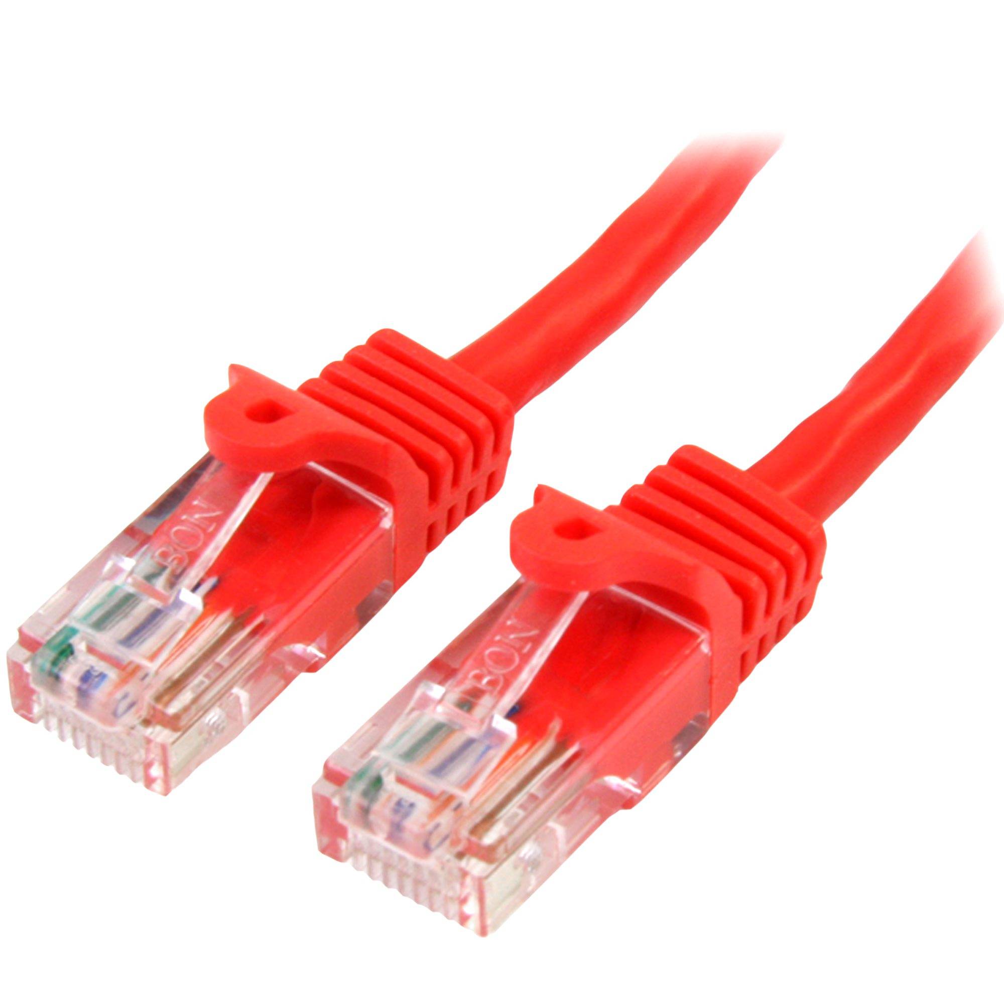 Rca Informatique - Image du produit : CABLE RESEAU CAT5E UTP SANS CROCHET DE 2M - M/M - ROUGE