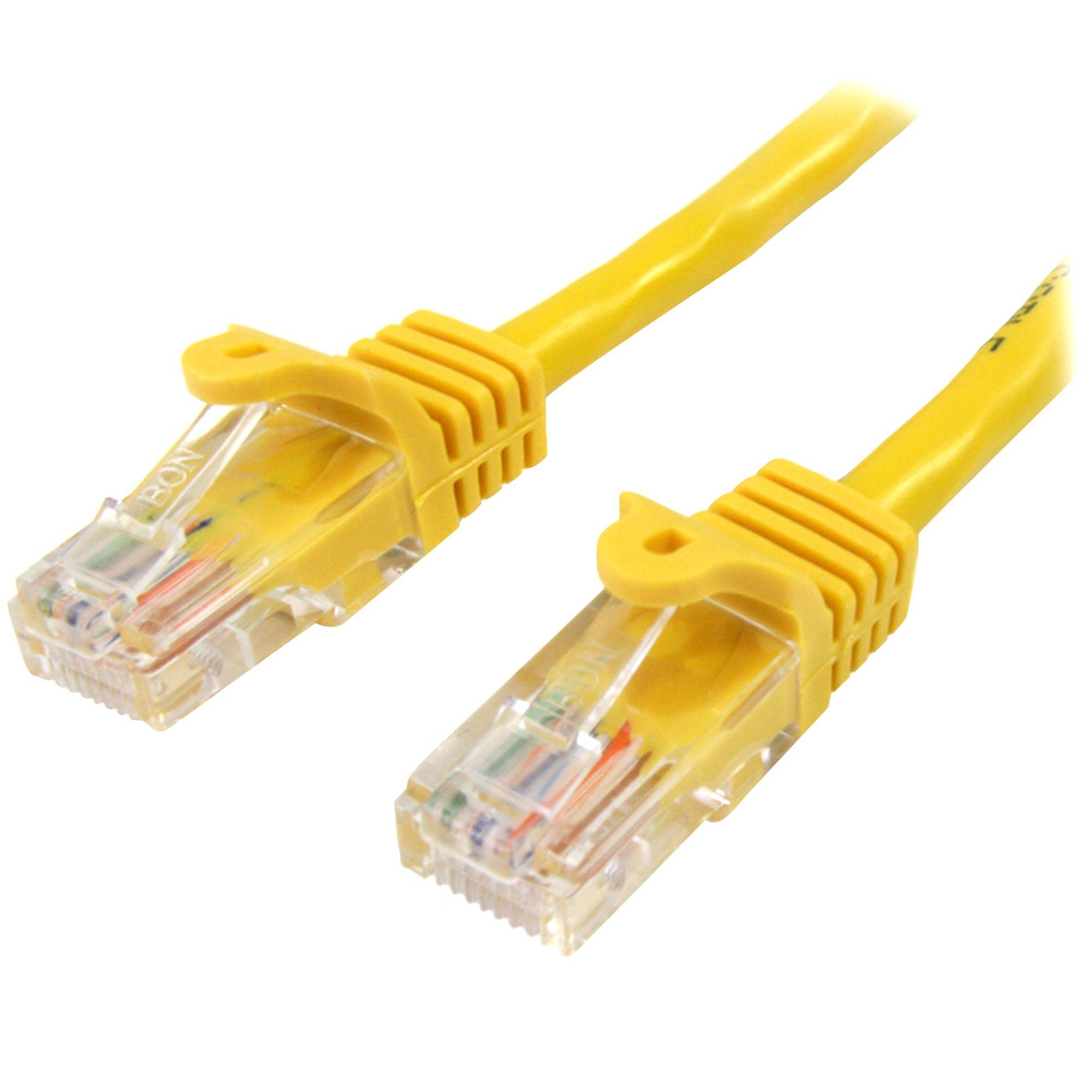 Rca Informatique - Image du produit : CABLE RESEAU CAT5E UTP SANS CROCHET DE 2M - M/M - JAUNE