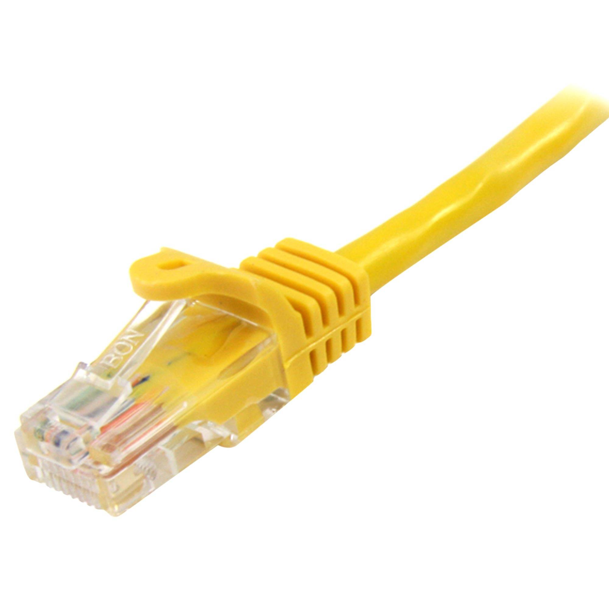 Rca Informatique - image du produit : CABLE RESEAU CAT5E UTP SANS CROCHET DE 2M - M/M - JAUNE