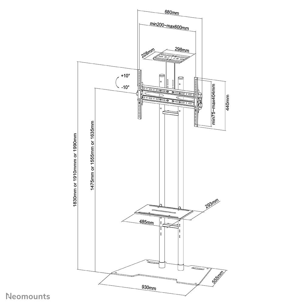 Rca Informatique - image du produit : FLOOR STAND 32-52IN TILT BLK.MAX35KG.VESA200X200TO600X450