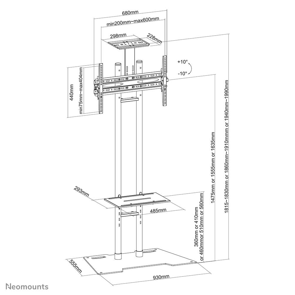 Rca Informatique - image du produit : FLOOR STAND 32-52IN TILT BLK.MAX35KG.VESA200X200TO600X450