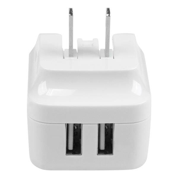 Rca Informatique - image du produit : CHARGEUR MURAL USB 2 PORTS - ADAPTATEUR SECTEUR USB - BLANC