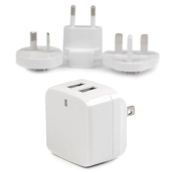 Rca Informatique - image du produit : CHARGEUR MURAL USB 2 PORTS - ADAPTATEUR SECTEUR USB - BLANC