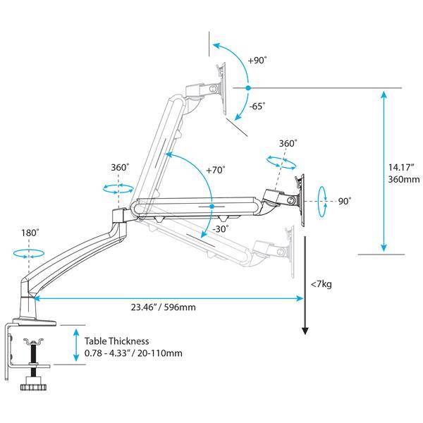 Rca Informatique - image du produit : BRAS ARTICULE SLIM POUR ECRAN AVEC GESTION DE CABLES