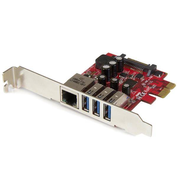 Rca Informatique - image du produit : CARTE PCI EXPRESS A 3 PORTS USB 3.0 ET 1 PORT GBE AVEC UASP