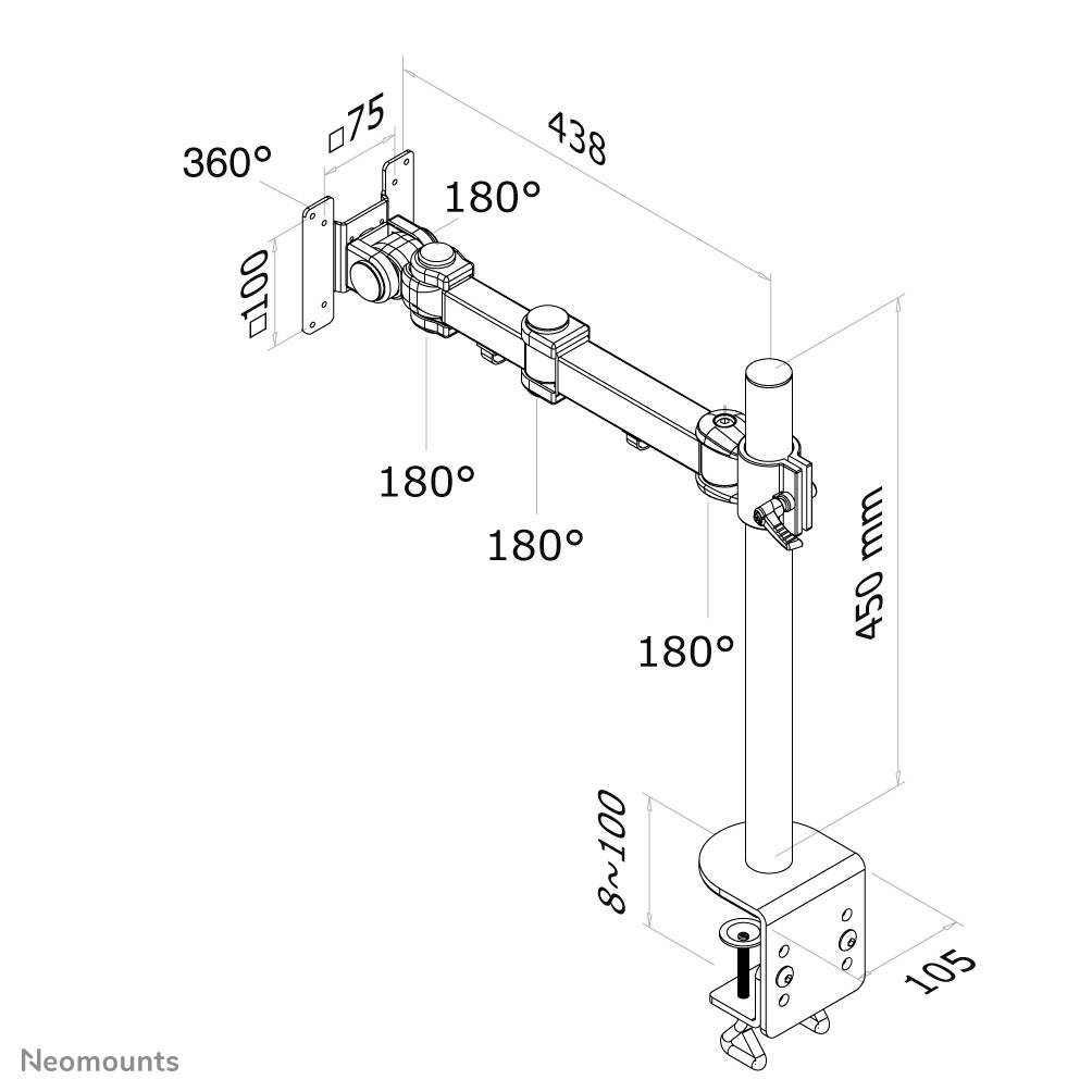 Rca Informatique - image du produit : SUPPORT BUREAU LCD/LED/TFT JUSQU 26IN 3PTS DE FLEXION