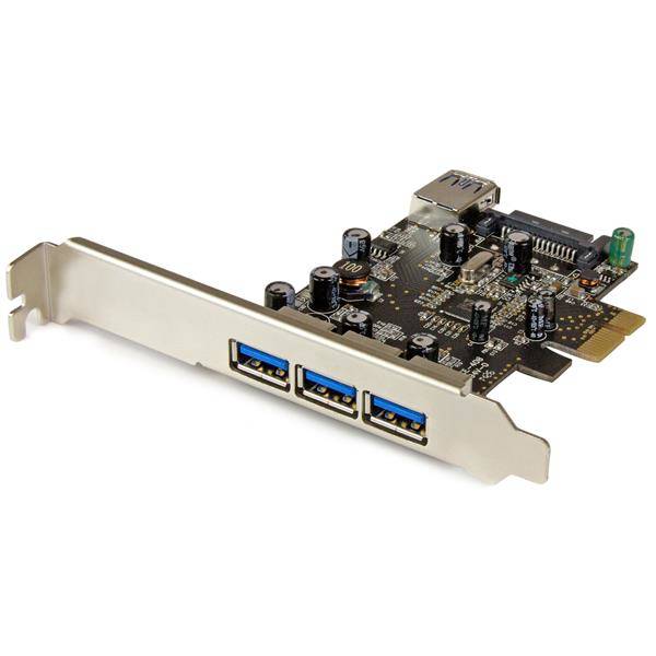 Rca Informatique - Image du produit : CARTE CONTROLEUR PCIE A 4 PORTS USB 3.0 AVEC UASP - 3 EXT 1 INT