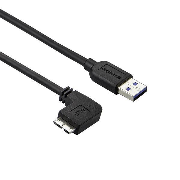 Rca Informatique - Image du produit : CABLE USB 3.0 SLIM A VERS MICRO B A ANGLE GAUCHE DE 2 M - 5 GB/S