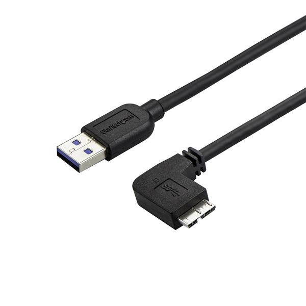 Rca Informatique - Image du produit : CABLE USB 3.0 SLIM A VERS MICRO B A ANGLE DROIT DE 2 M - 5 GB/S