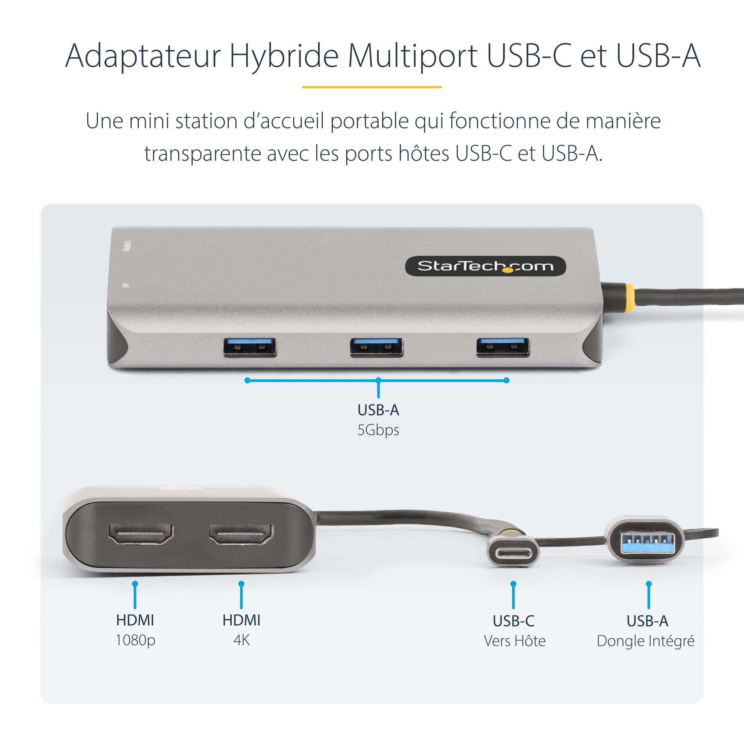 Rca Informatique - image du produit : USB-C / USB-A MULTIPORT ADAPTER 3-PORT USB HUB MINI TRAVEL DOCK