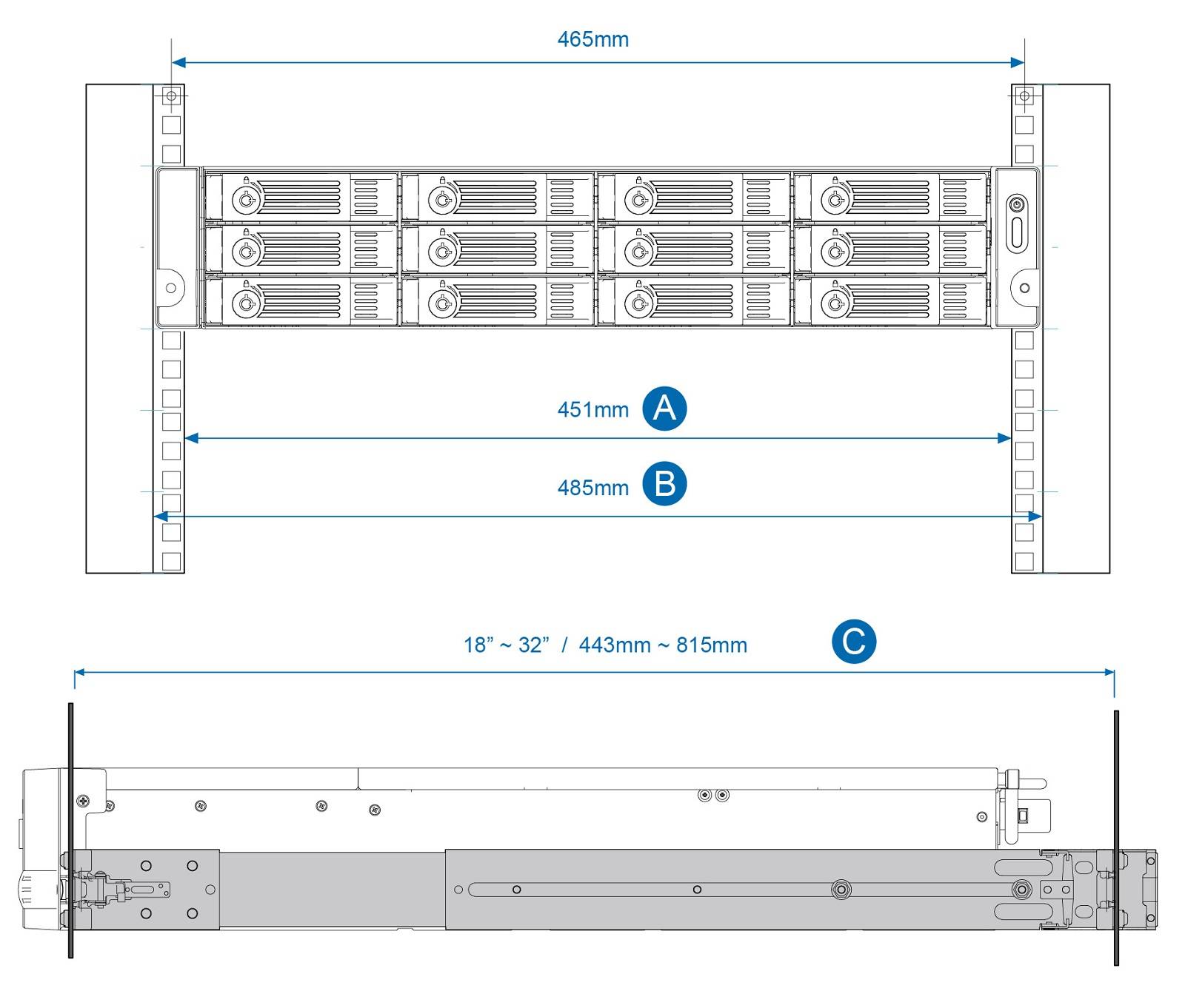 Rca Informatique - image du produit : RACK SLIDE RAIL KIT F TVS-471U AND OTHER 2U SERIES MODELS