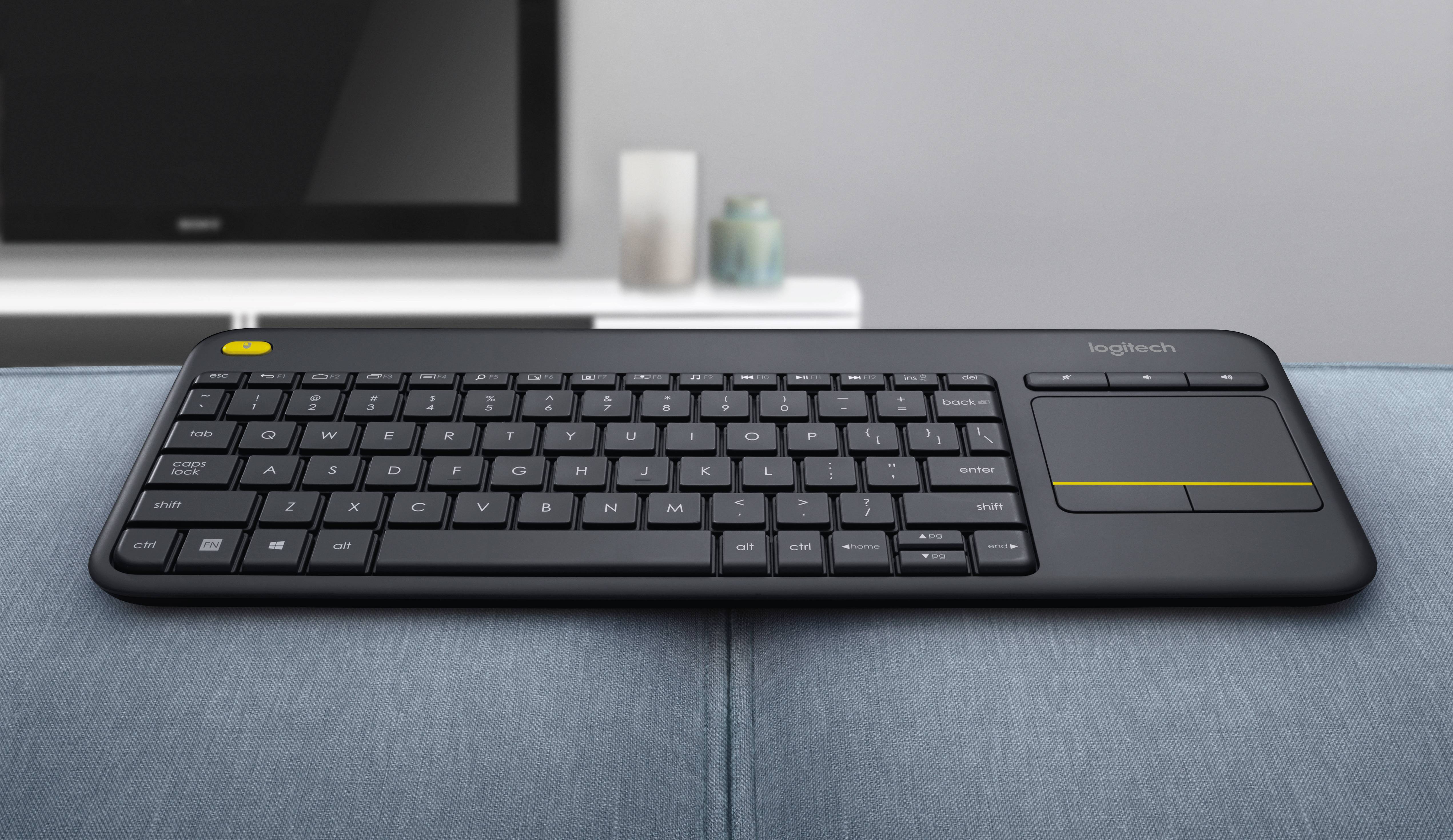 Rca Informatique - image du produit : WIRELESS TOUCH KEYBOARD K400+ DARK - NLB - 2.4GHZ CENTRAL