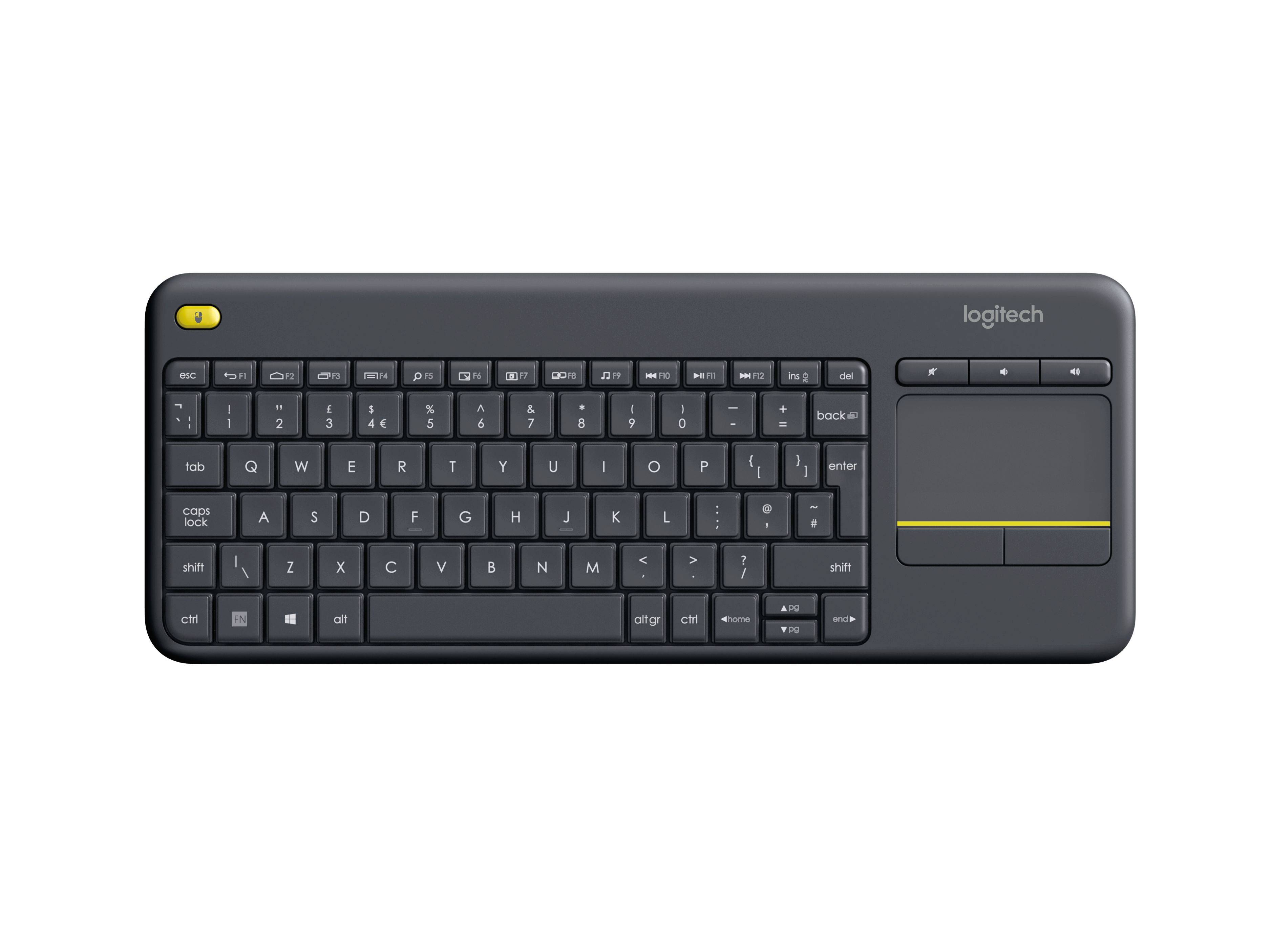 Rca Informatique - image du produit : WIRELESS TOUCH KEYBOARD K400+ DARK - NLB - 2.4GHZ CENTRAL