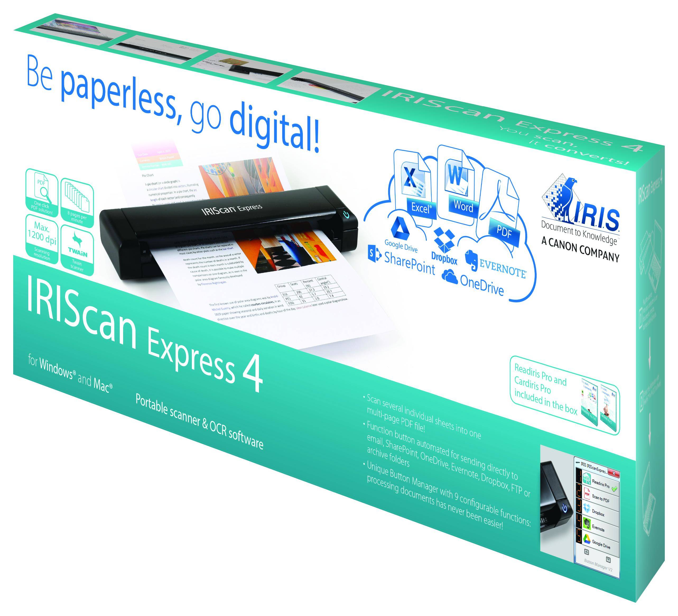 Rca Informatique - image du produit : IRISCAN EXPRESS 4 USB CIS 600 DPI OPTICAL MS/MAC
