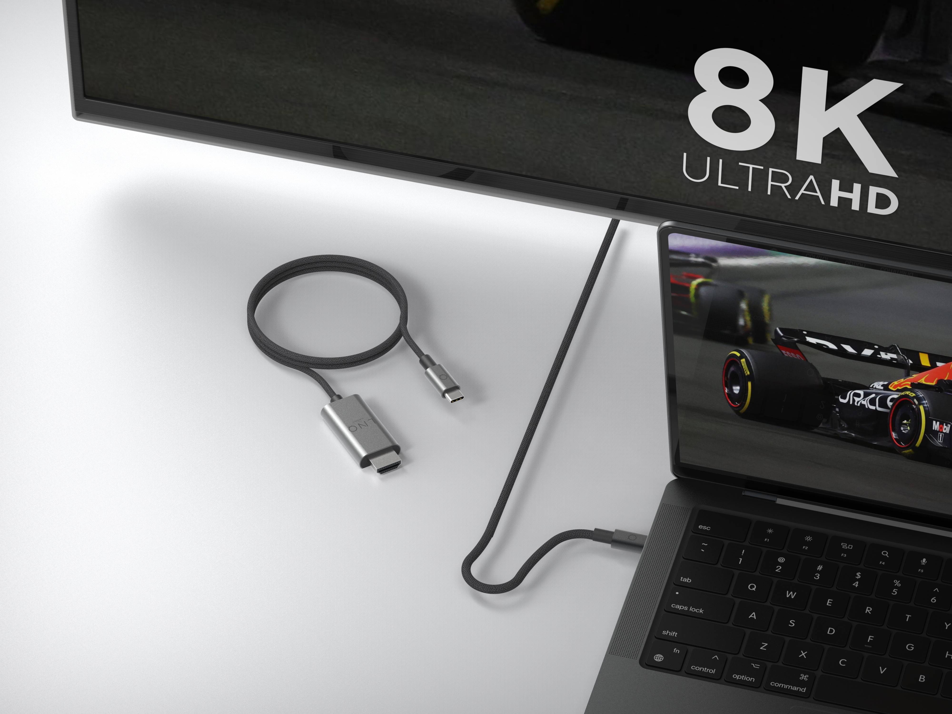 Rca Informatique - image du produit : USB-C TO HDMI 8K/60HZ 2M CABLE LINQ - BLACK